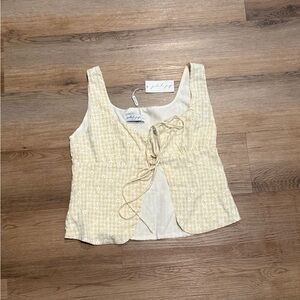 Capra Floral Gingham Tie-Front Tank